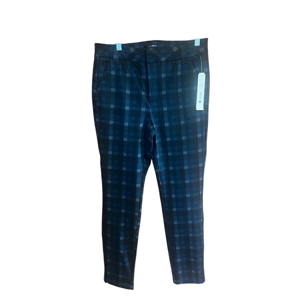 Aqua Woman’s Plaid Crop Pants Sz L Black/Blue/Green NWT